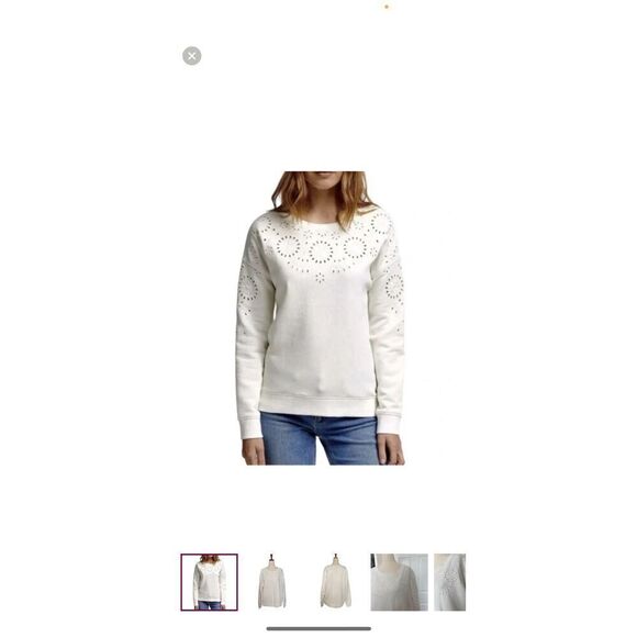 Boden Arabella Eyelet Ombré Tie-dyed Crewneck Pullover Sweatshirt, Women’s Small - Picture 3 of 13